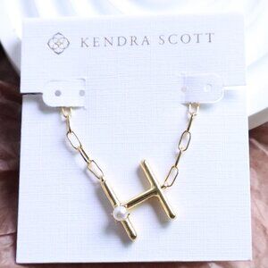 Kendra Scott Freshwater Cultured Pearl Gold Necklace - Letter H
